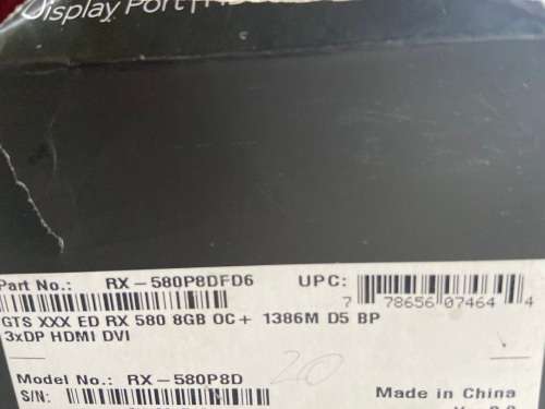 XHS RADEON GRAPHICS GTS XXX ED RX 580  8 GB OC + 1366M D5 BP DDR5